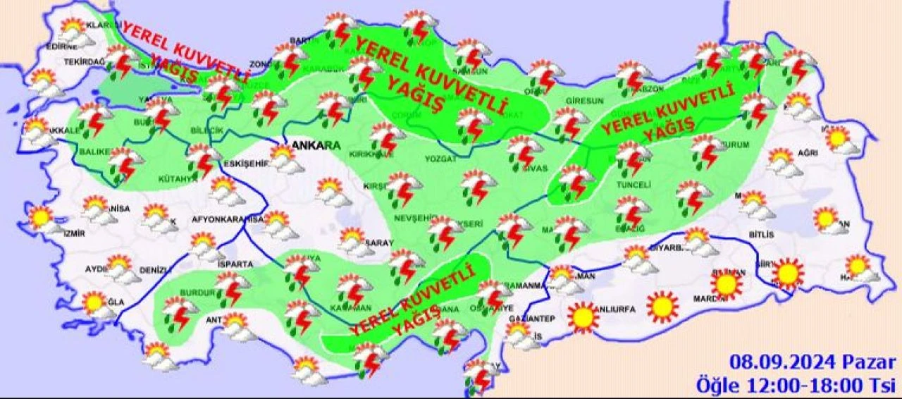 Meteoroloji'den İstanbul dahil birçok kente sağanak ve fırtına uyarısı: Saatte 50 kilometreyi bulacak! İşte 8 Eylül 2024 il il hava durumu raporu