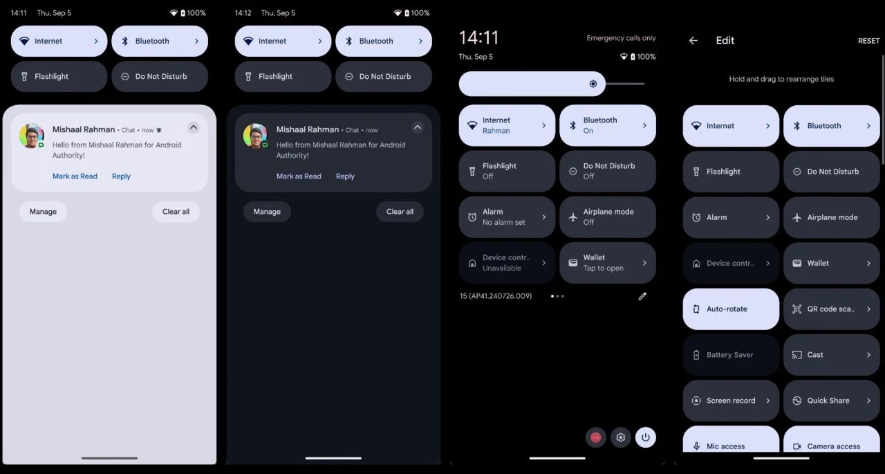 Android 16 ile Hızlı Ayarlar menüsü sil baştan! Yeni tasarım sızdırıldı - 1. Resim