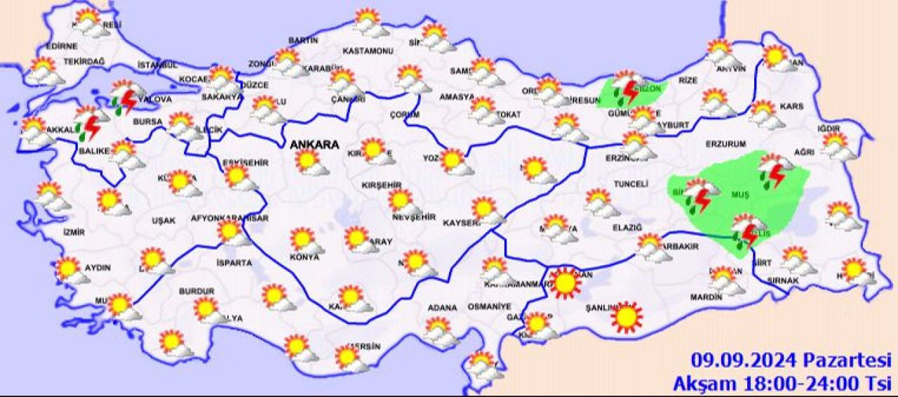 Yeni hafta sağanakla başlıyor! Meteoroloji 9 Eylül 2024 hava durumu tahminini yayımladı - 3. Resim