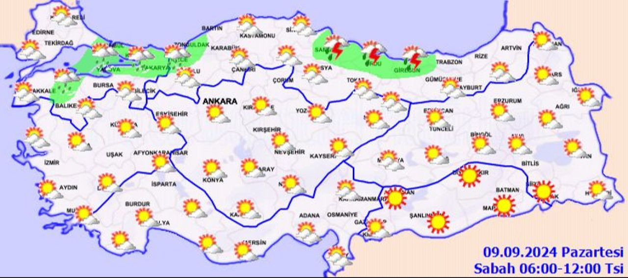 Yeni hafta sağanakla başlıyor! Meteoroloji 9 Eylül 2024 hava durumu tahminini yayımladı - 1. Resim