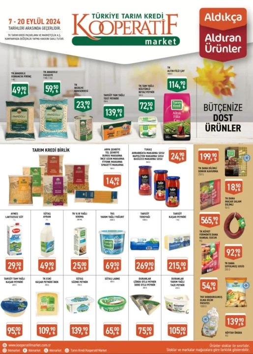 Tarım Kredi Kooperatif Marketlerin 7-20 Eylül fırsat kataloğunda bulaşık makinesi tableti, şarküteri, peynir, zeytin ve baklagil gibi ürünler yer alıyor - 1. Resim