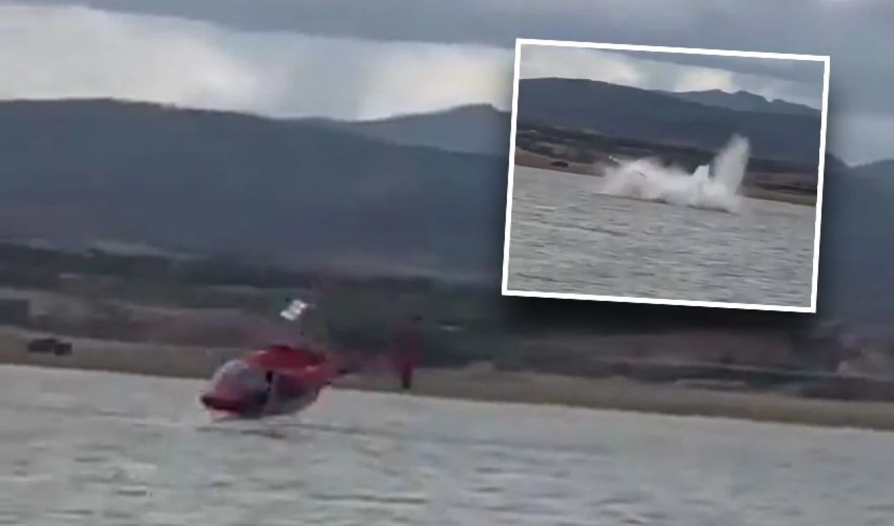 Yangın söndürme helikopteri suya çakıldı! O anlar saniye saniye kaydedildi - 1. Resim