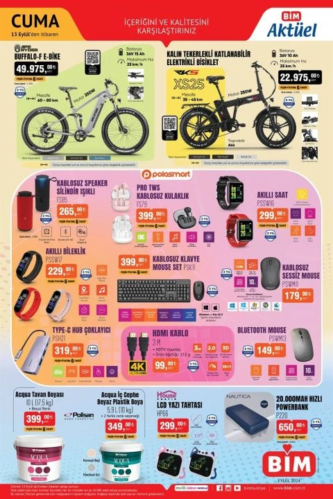 BİM 13 Eylül aktüel kataloğunda Sport Tumbler termos, Tefal tencere ve katlanabilir bisiklet gibi binlerce fırsat ürünü yer alıyor