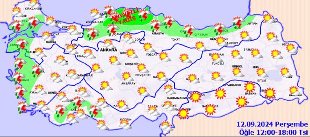 Meteoroloji 12 Eylül hava durumu raporunu yayımladı! Kuvvetli yağış geliyor: Sel ve su baskınlarına dikkat! - 2. Resim