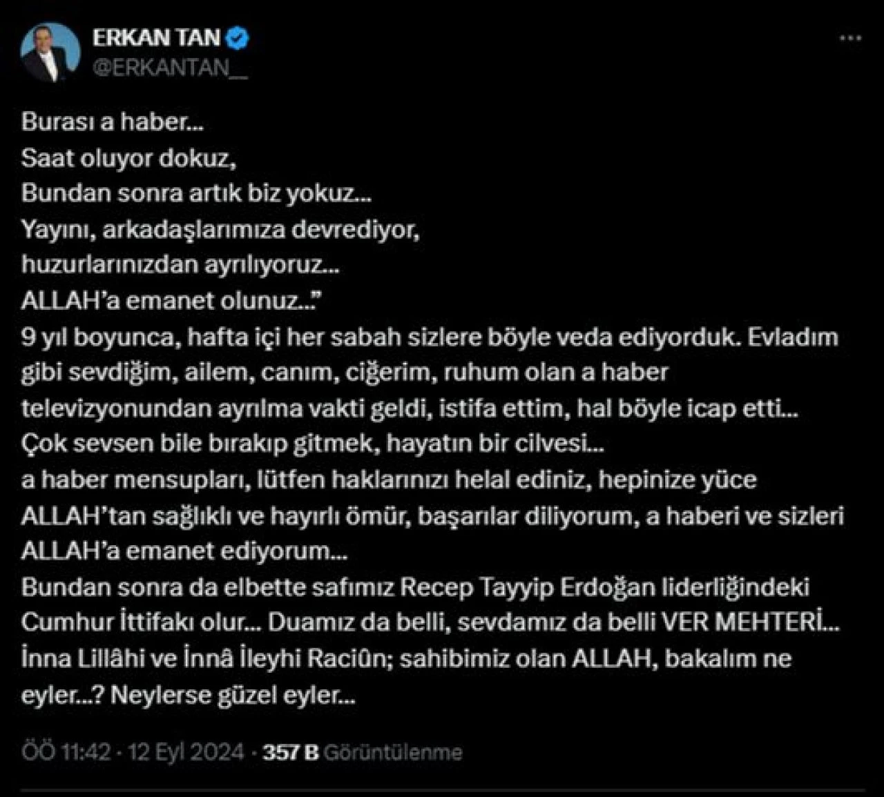 Erkan Tan istifa ettiği için Sabah Ajansı programında yok - 2. Resim