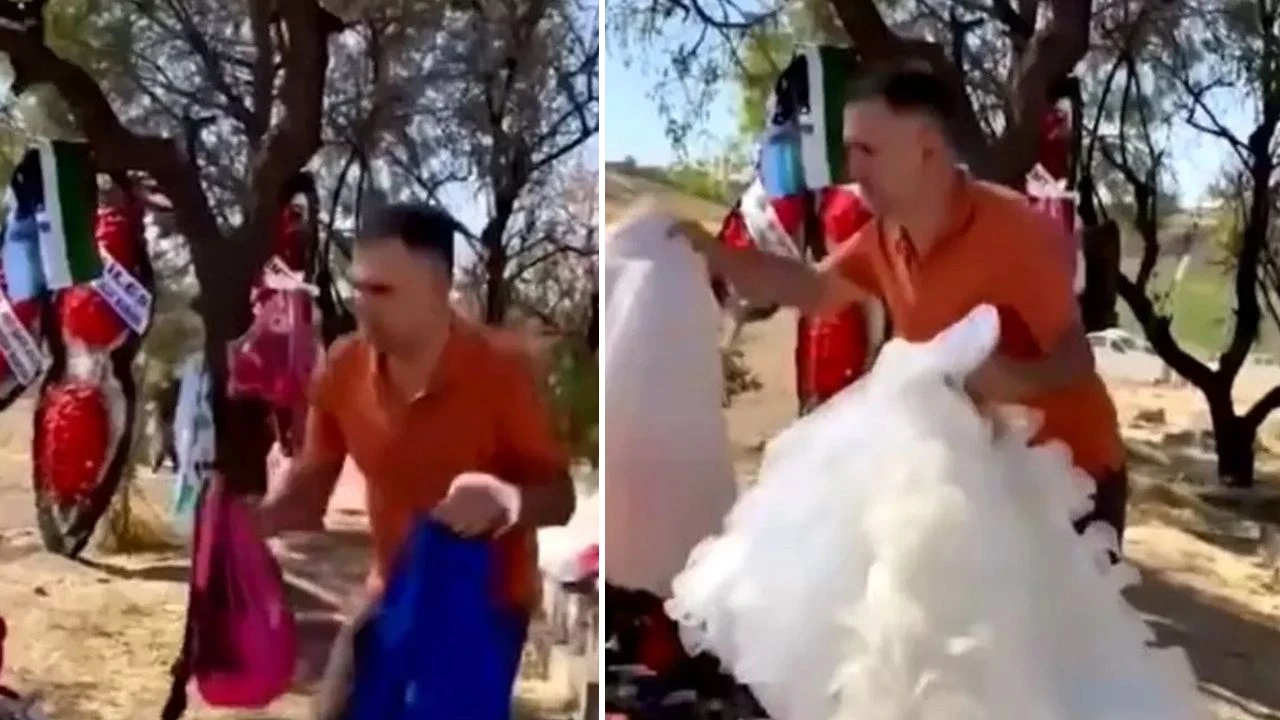 Narin'in mezarında gündem olan görüntü! Gelinlikleri kaldırıp okul önlüğü koydu - 1. Resim