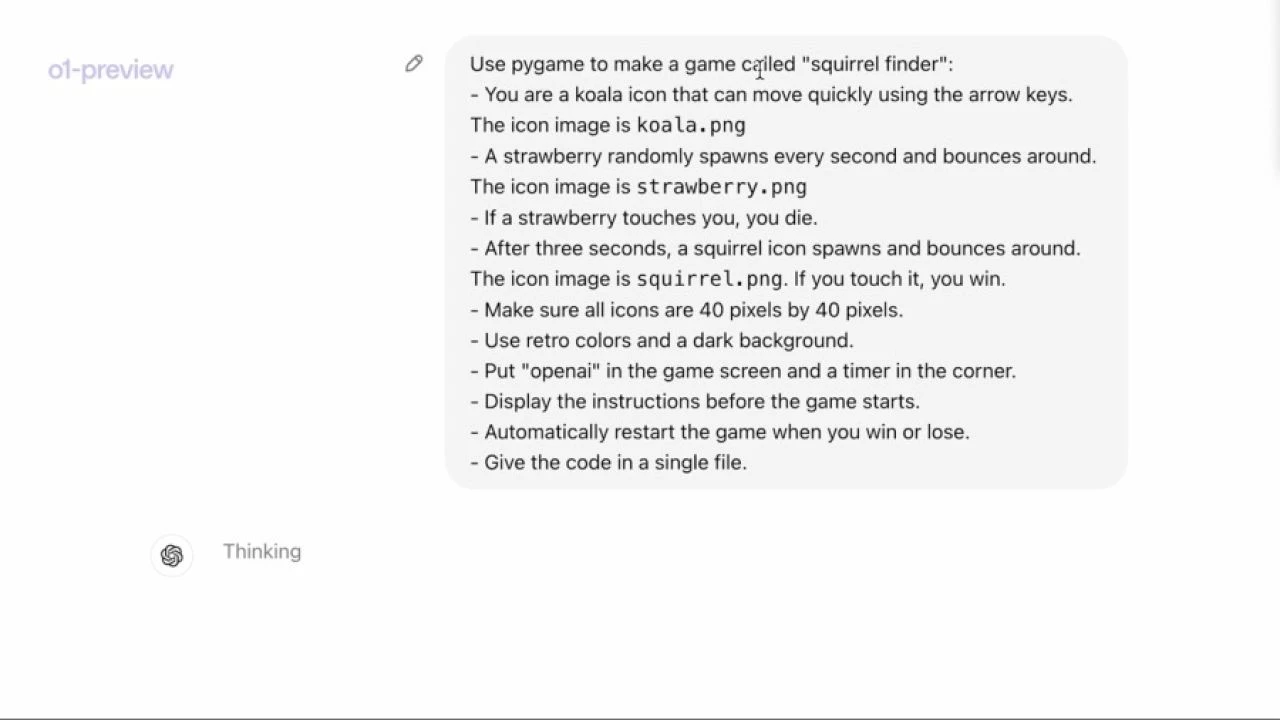OpenAI'ın yeni yapay zeka modeli o1, saniyeler içinde bilgisayar oyunu yaptı: İzleyenleri hayran bıraktı - 1. Resim
