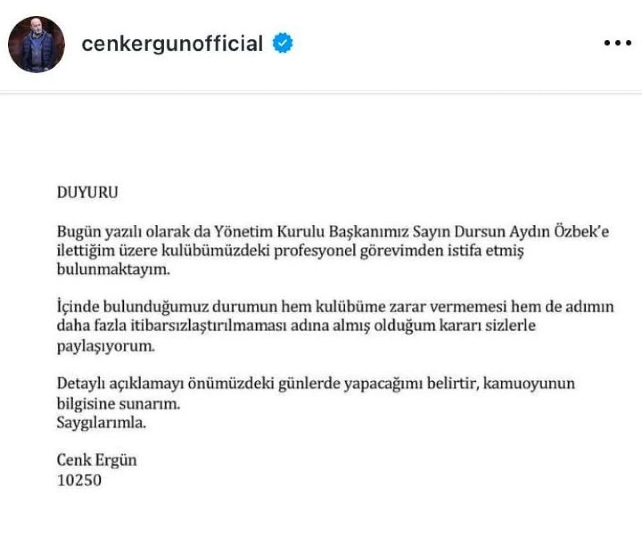 Son dakika | Galatasaray Futbol Direktörü Cenk Ergün görevinden istifa etti! Sosyal medyadan duyurdu - 1. Resim