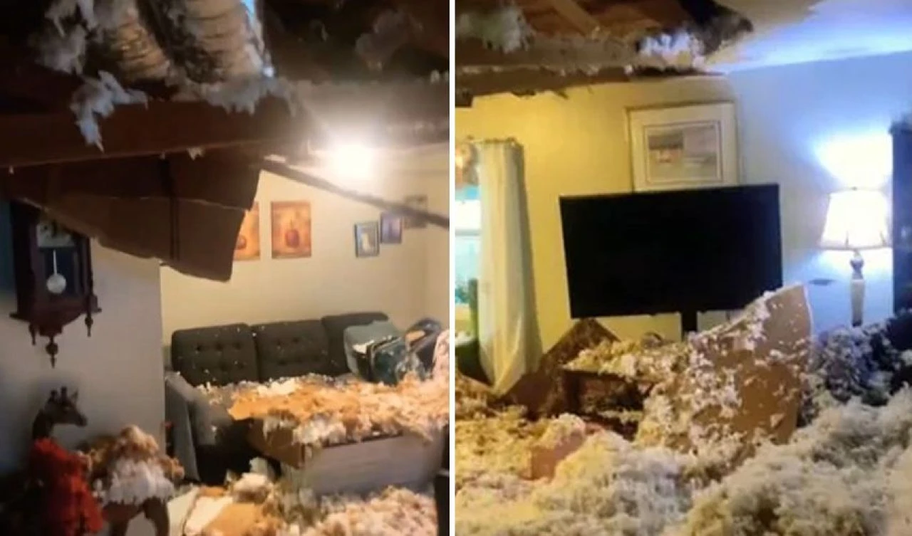 Yıldırım önce ağacı patlattı sonra evine çarptı! Şok edici anları internette paylaştı