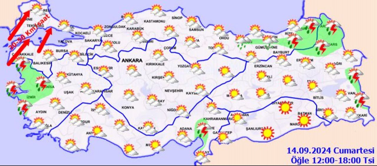 Meteoroloji hafta sonu raporunu yayımladı: İstanbul dahil birçok ilde fırtına bekleniyor! İşte 14 Eylül il il hava durumu - 2. Resim