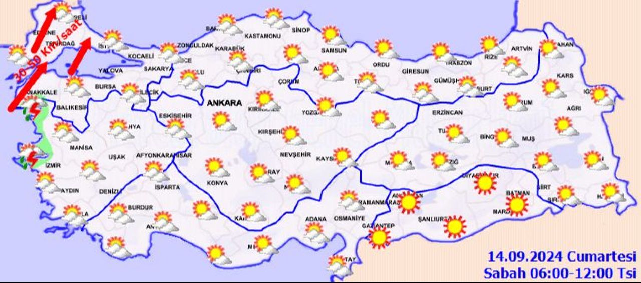 Meteoroloji hafta sonu raporunu yayımladı: İstanbul dahil birçok ilde fırtına bekleniyor! İşte 14 Eylül il il hava durumu - 1. Resim