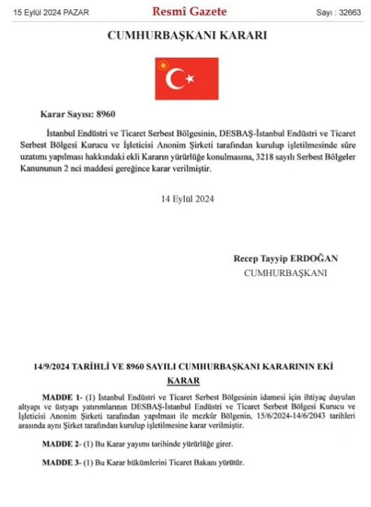 İstanbul Serbest Bölgesi'nde süre 2043'e kadar uzatıldı! Karar Resmi Gazete'de - 3. Resim