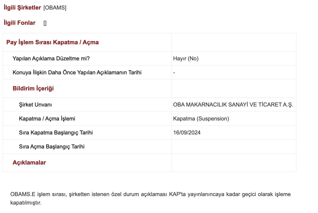 Oba Makarna fabrikasında patlama sonrasında borsada işlemleri durduruldu - 1. Resim