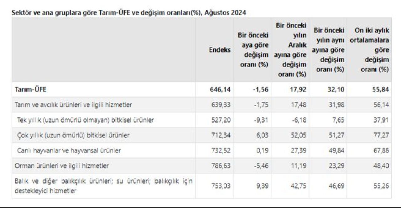 Tarım ürünleri üretici fiyat endeksi ağustosta azaldı! Balıkçılık ürünlerindeki yükseliş dikkat çekti - 1. Resim