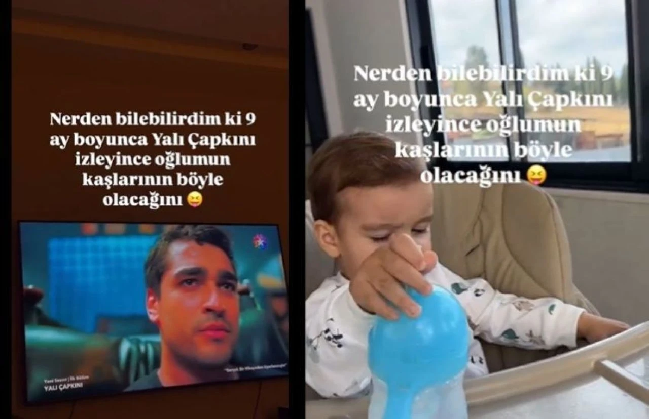 Hamileyken Yalı Çapkını'nı izleyen anne oğlunu paylaştı! "Nerden bilebilirdim kaşlarının böyle olacağını"