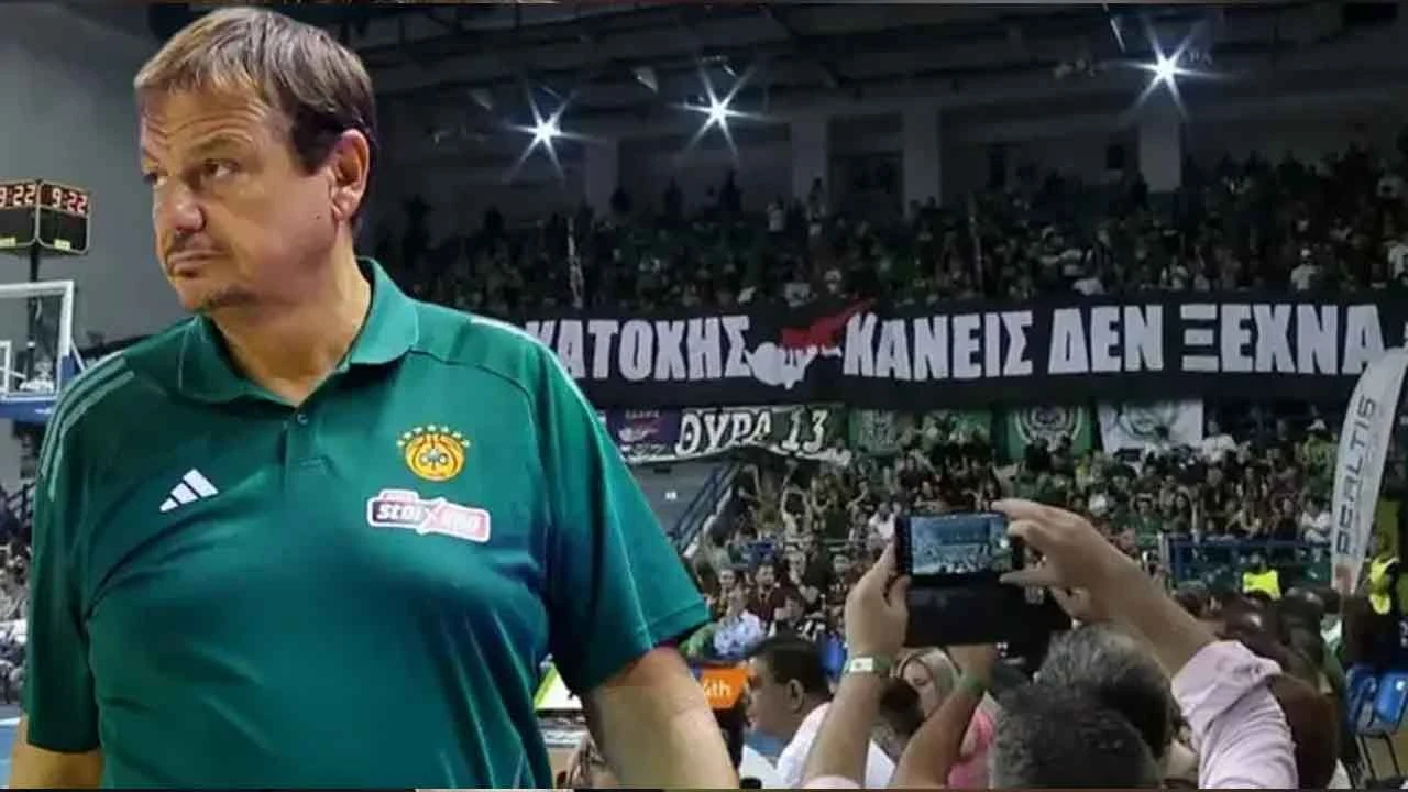 Panathinaikos - Maccabi maçında skandal 'Kıbrıs' pankartı! Ergin Ataman çılgına döndü