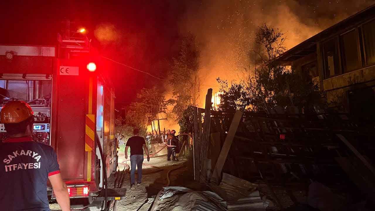 Sakarya'da yangın! İki katlı ahşap ev, depo ve ahır küle döndü