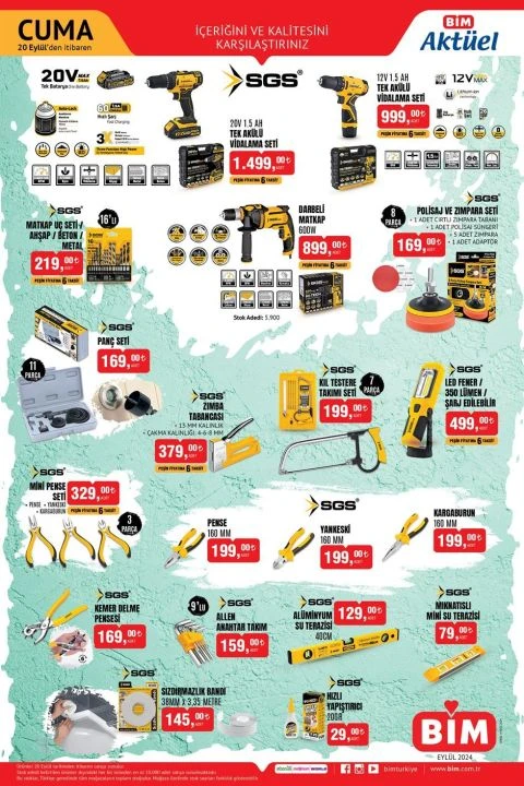 BİM 20 Eylül kataloğu Rivero 125 cc motosiklet, buharlı temizleme cihazı, akülü vidalama seti ve saça boncuk takma seti yer alıyor