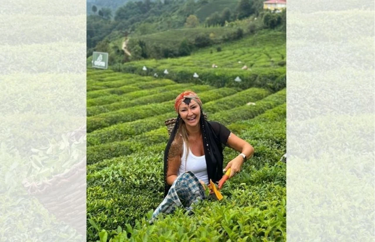 Pınar Altuğ kolları sıvadı! Bahçeye girip çay topladı