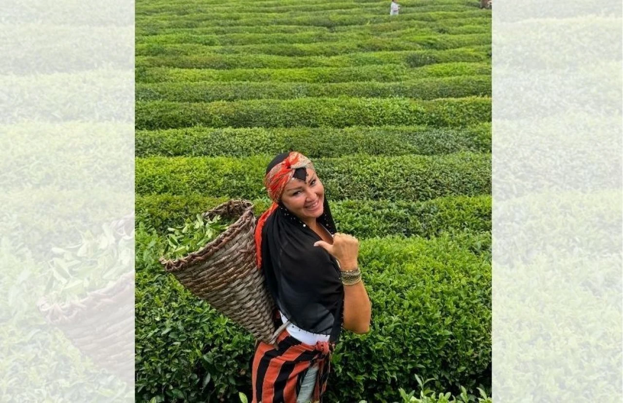 Pınar Altuğ kolları sıvadı! Bahçeye girip çay topladı