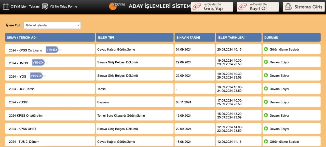 KPSS DHBT sınav giriş yeri belgesi ÖSYM sitesi üzerinden alınıyor