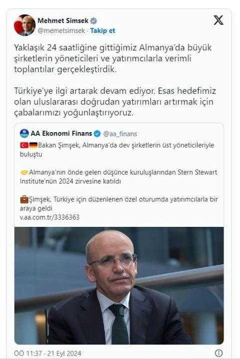 Mehmet Şimşek üst düzey Alman yöneticilerle buluştu! Türkiye’ye olan ilgi devam ediyor - 1. Resim
