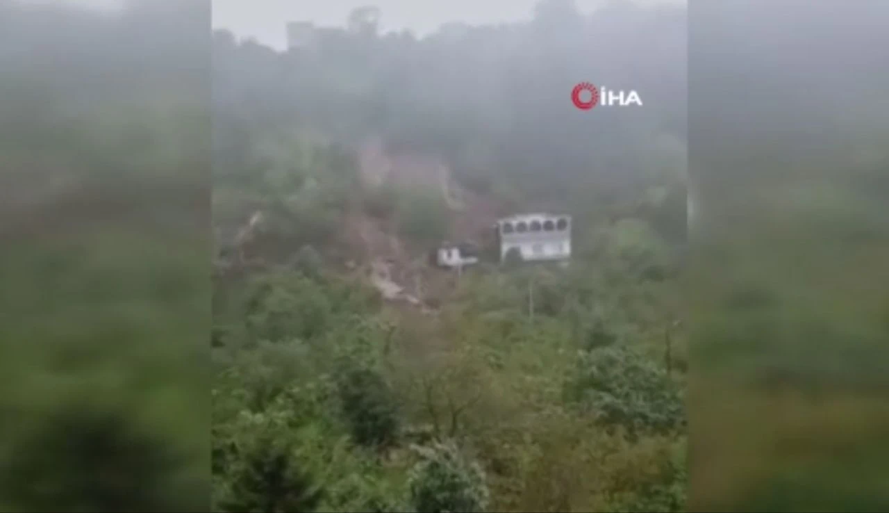 Trabzon'daki heyelan anı kameraya yansıdı! Korku dolu anlar anbean kaydedildi 