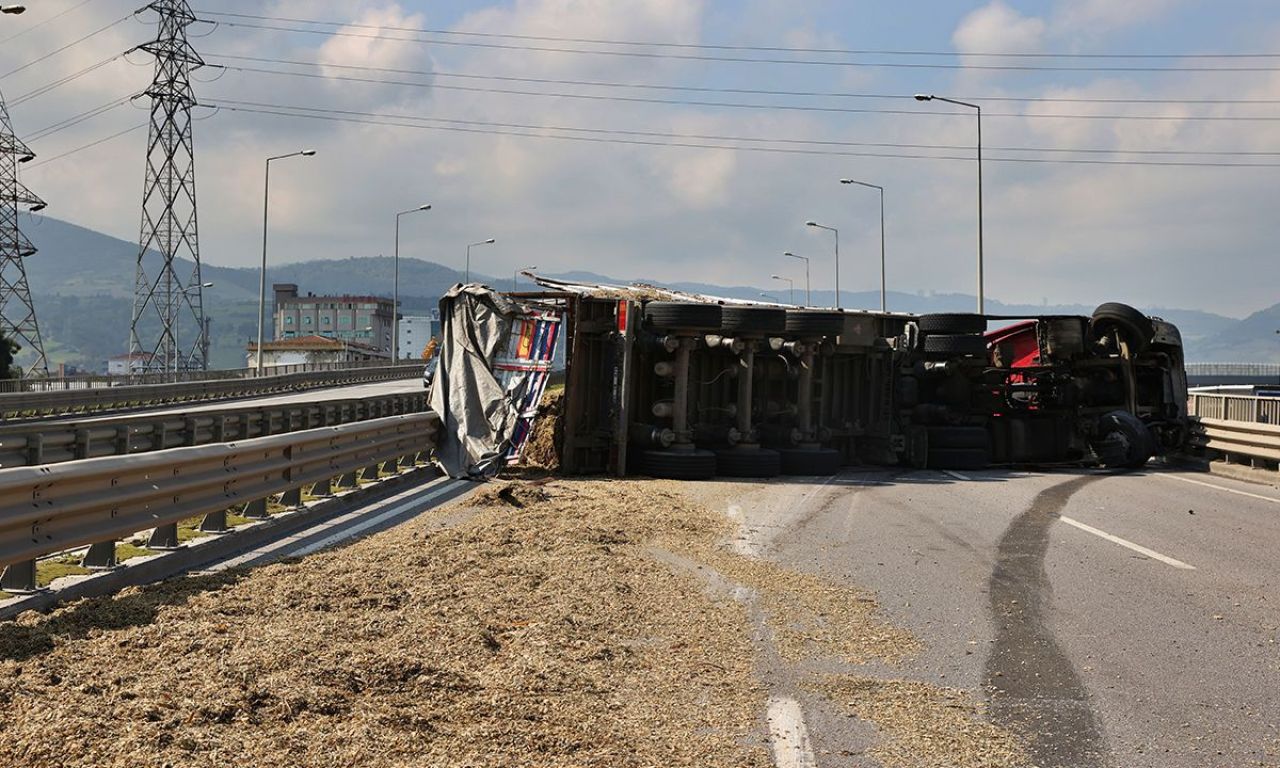 Arı soktu, ortalık karıştı! Devrilen tır 50 metre sürüklendi - 2. Resim