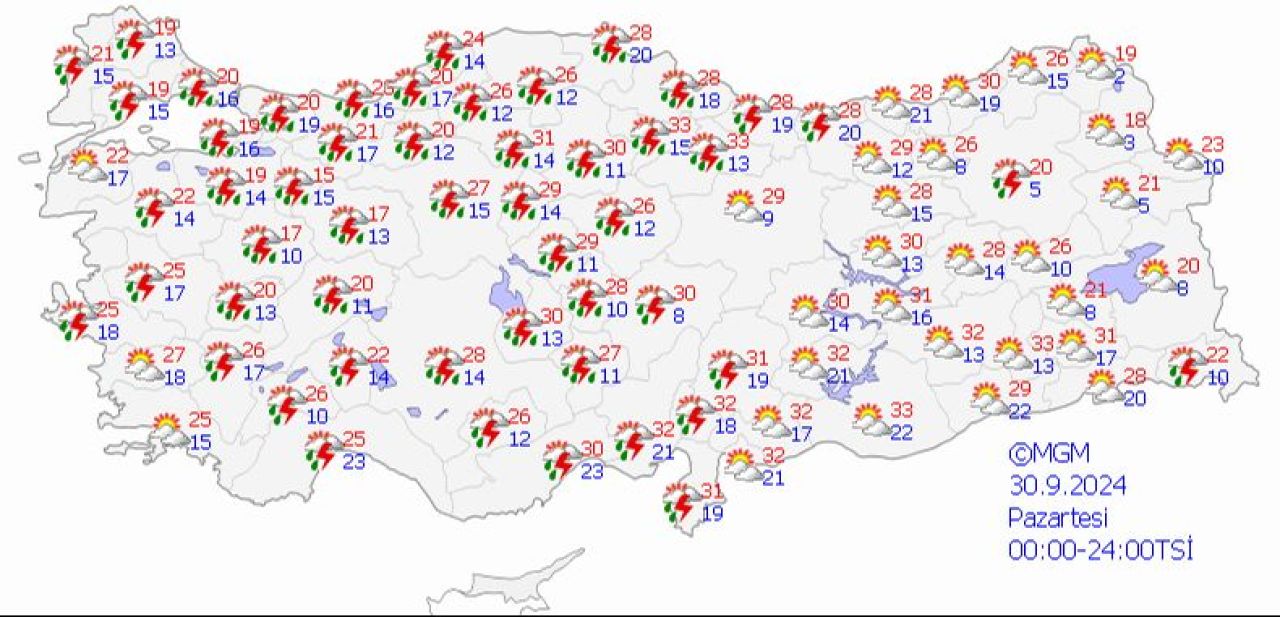 Meteoroloji 30 Eylül 2024 hava durumu raporunu yayımladı: İstanbul dahil 13 ilde sarı alarm! Sıcaklıklar birden düşüyor, şiddetli sağanak geliyor - 4. Resim