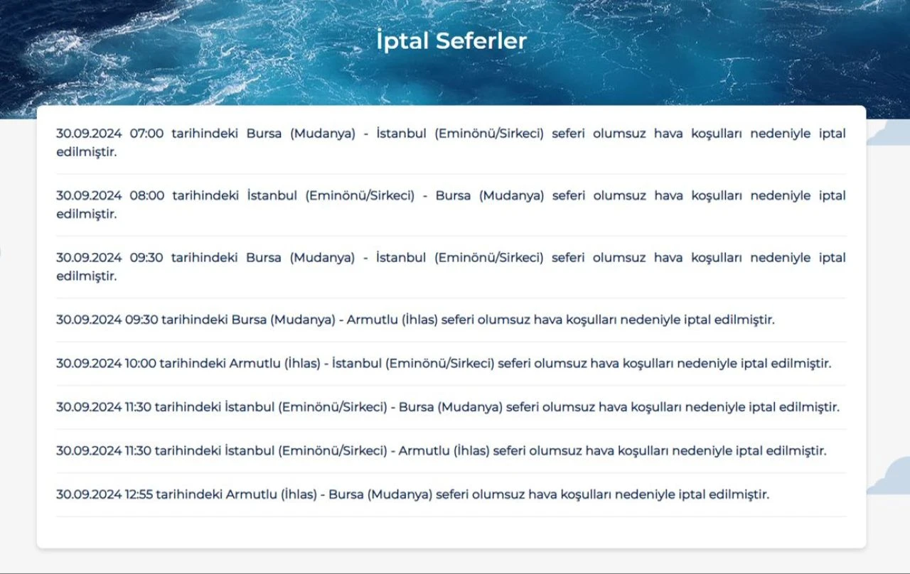 Seferler iptal oldu! Deniz ulaşımına engel!