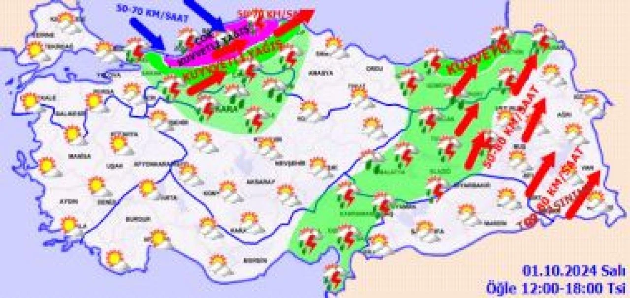 Şiddetli yağacak, fırtına kopacak: 17 ilde alarm verildi! İşte Meteoroloji'nin 1 Ekim 2024 hava durumu raporu - 2. Resim