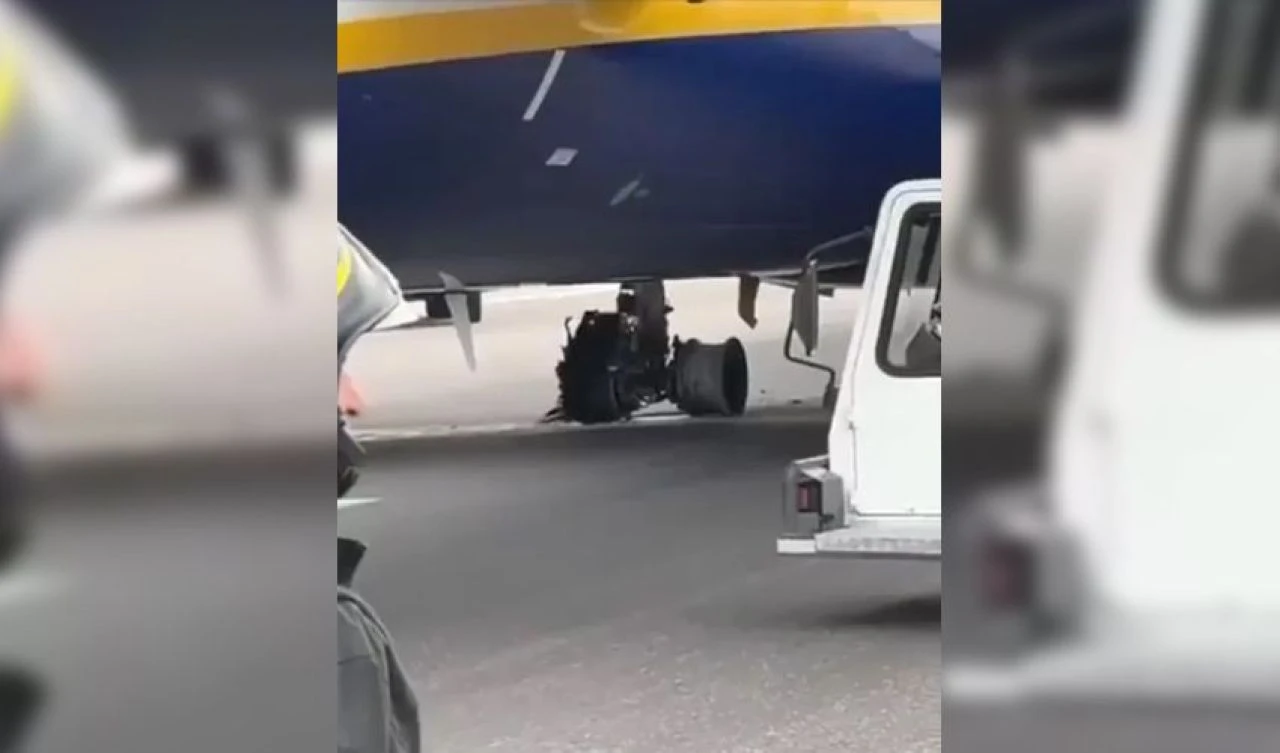 Yolcu uçağı piste inerken tekeri patladı, facia kıl payı önlendi! Uçuşlar askıya alındı - 1. Resim