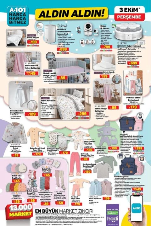 A101 3 Ekim aktüel indirimleri: Katalogda Vestel tablet, bebek kamerası, yoğurt makinesi ve elektrikli kedi tuvaleti gibi birçok ürün yer alıyor