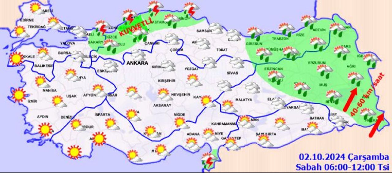 Meteoroloji 2 Ekim 2024 hava durumu raporunu yayımladı: 7 il için sarı ve turuncu uyarı verildi, okullar bile tatil edildi - 1. Resim