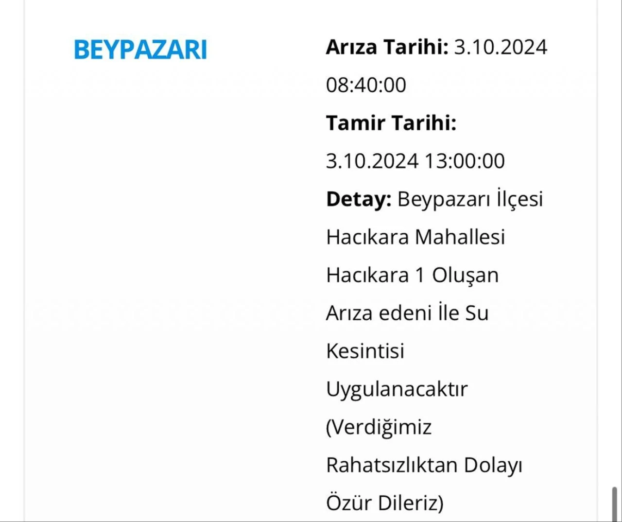 Ankara'nın Beypazarı ve Çubuk ilçesinde su kesintisi yaşanacak