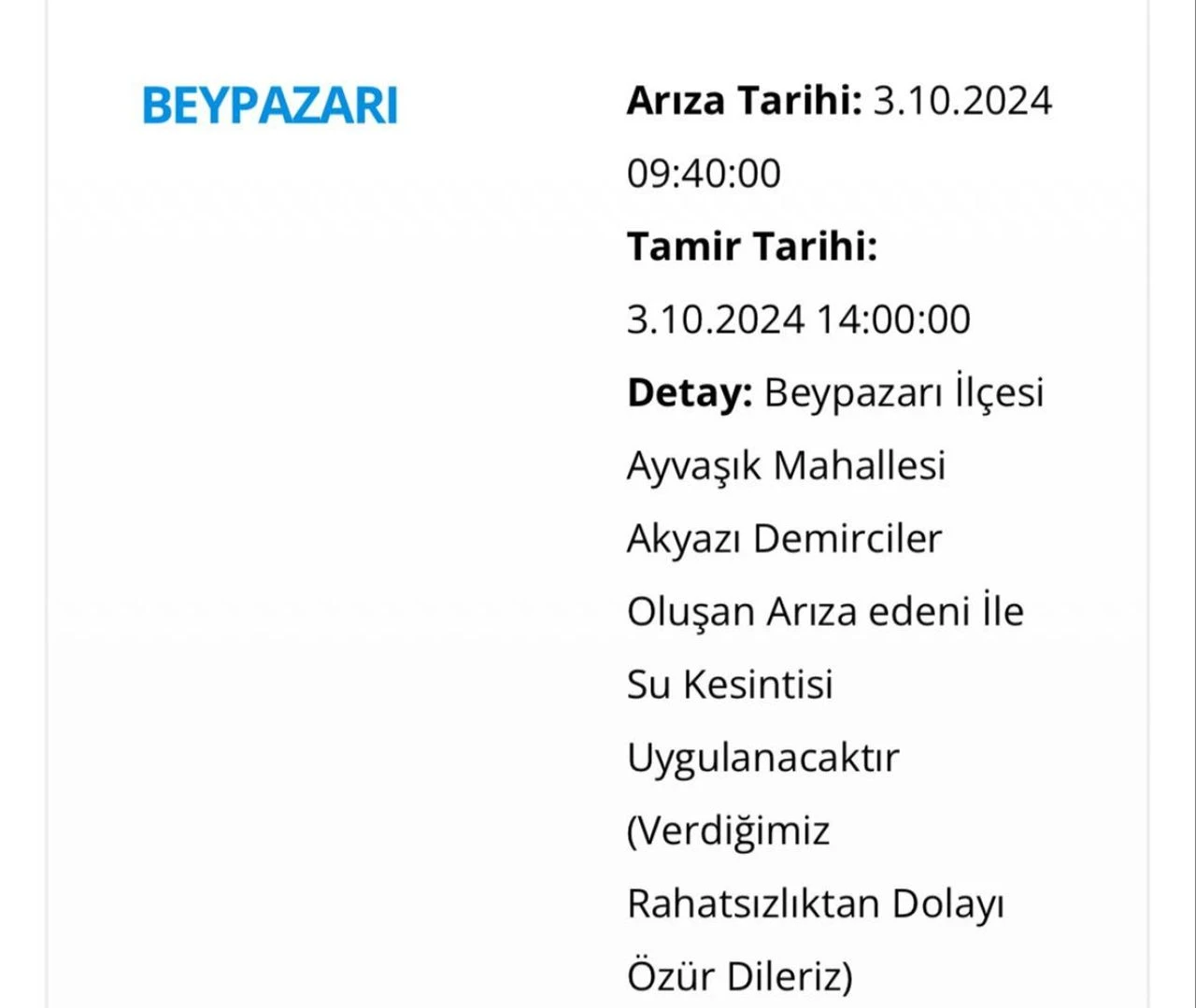 Ankara'nın Beypazarı ve Çubuk ilçesinde su kesintisi yaşanacak