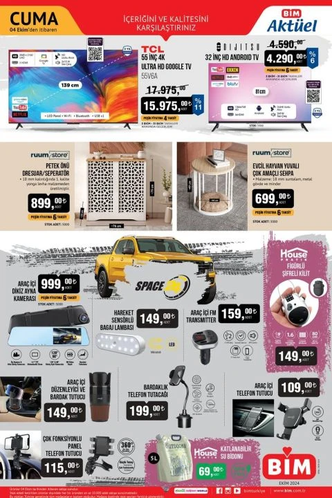 BİM 4 Ekim aktüel kataloğunda 48 parça yemek takımı, tencere setleri, petek önü dresuar ve dikiz ayna kamerası gibi birçok ürün yer alıyor - 1. Resim