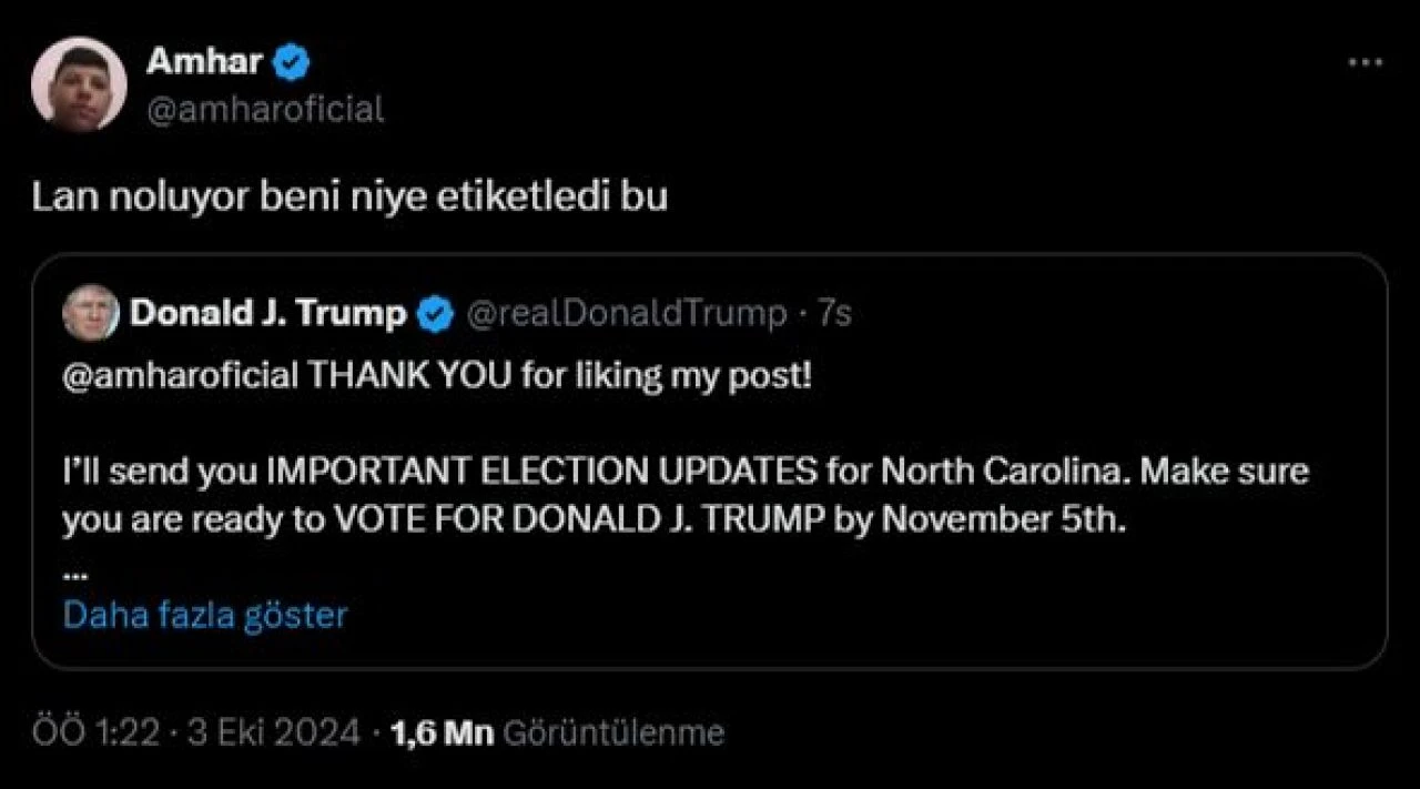 Donald Trump adresi şaşırdı! Türk kullanıcıyı paylaşıp oy istedi! Gencin verdiği yanıt olay oldu - 1. Resim