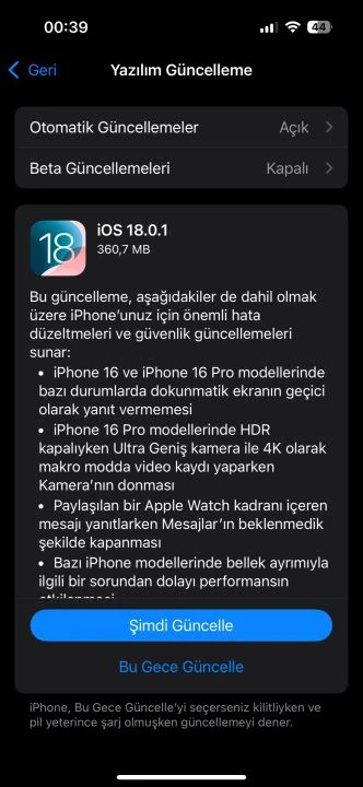 Apple, iOS 18.0.1 güncellemesini yayınladı: 4 sorun çözüldü - 1. Resim