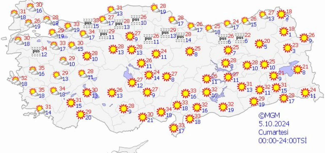 Meteoroloji'ye göre bu hafta sonu (5 - 6 Ekim) İstanbul, Ankara ve İzmir'de sıcaklıklar artıyor