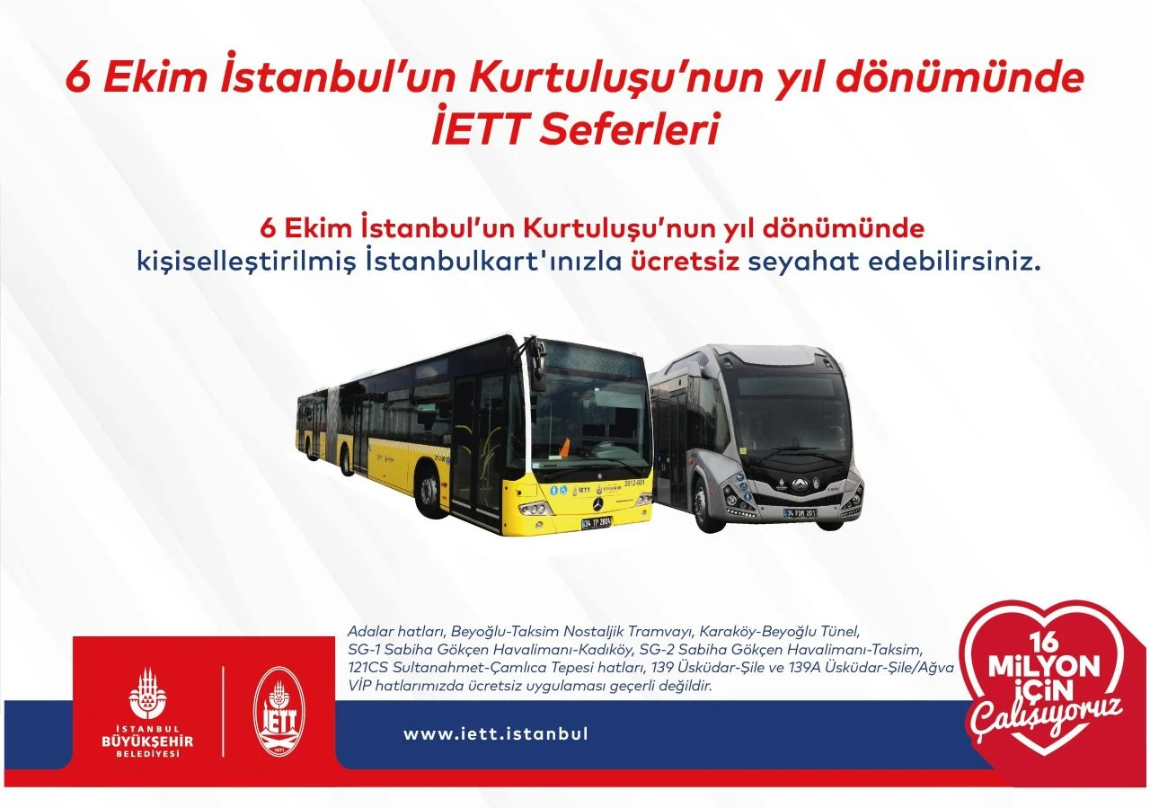 6 Ekim İstanbul’da ücretsiz olacak olan toplu taşıma araçları ve hatlar