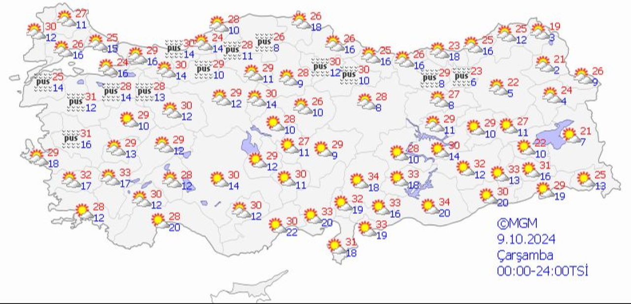 Meteoroloji 9 Ekim 2024 hava durumu raporunu yayımladı: Sıcaklıklar yeniden artıyor, sis ve pus kapıda! - 1. Resim