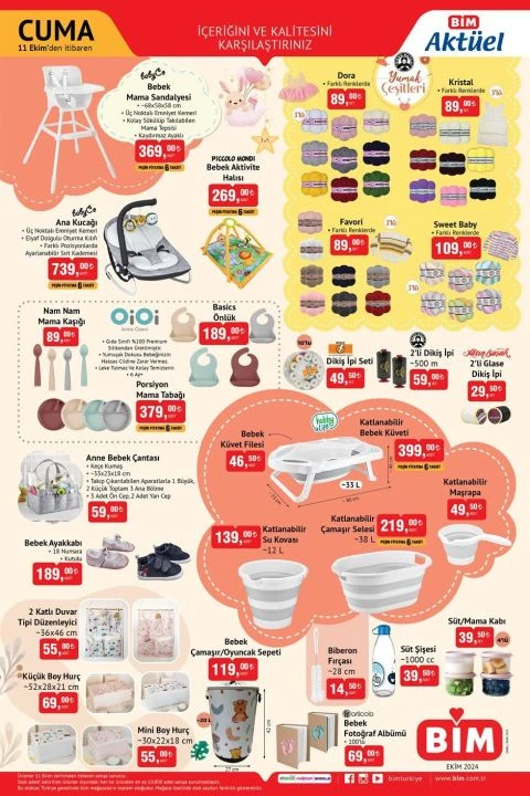 BİM 11 Ekim 2024 aktüel kataloğunda bluetooth kulaklık, motosiklet takip cihazı, Philips Airfryer, Ultralight termos ve ana kucağı yer alıyor