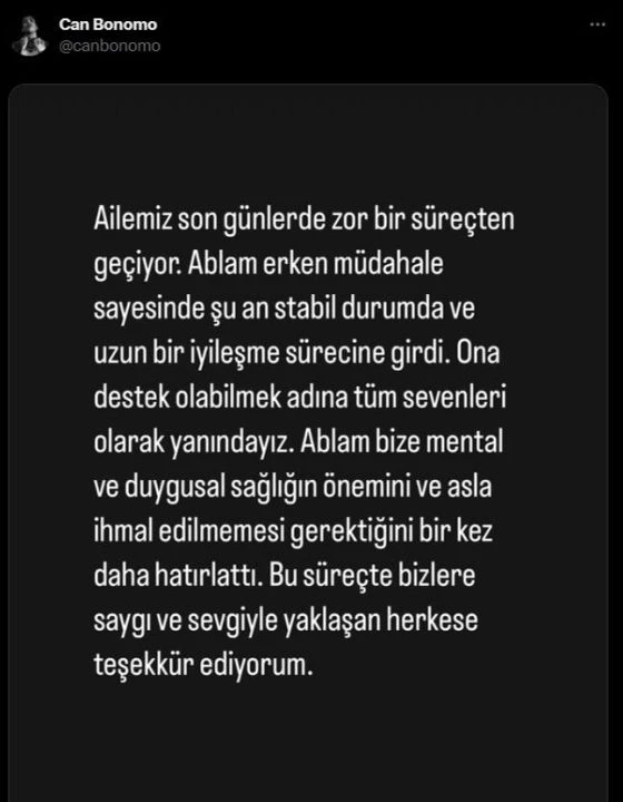 Can Bonomo ablası Funda Bonomo'nun intihar ettiği iddiaları üzerine açıklama yaptı - 1. Resim