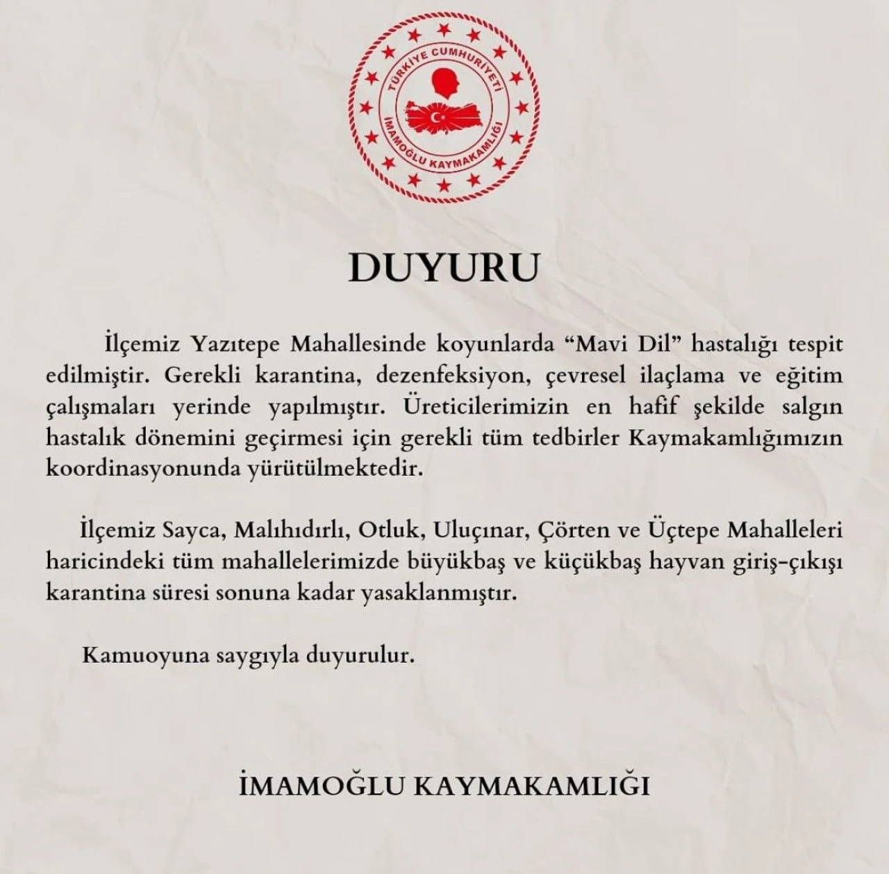 Mavi dil paniği! Bölge karantinaya alındı, giriş çıkışlar kapatıldı - 1. Resim