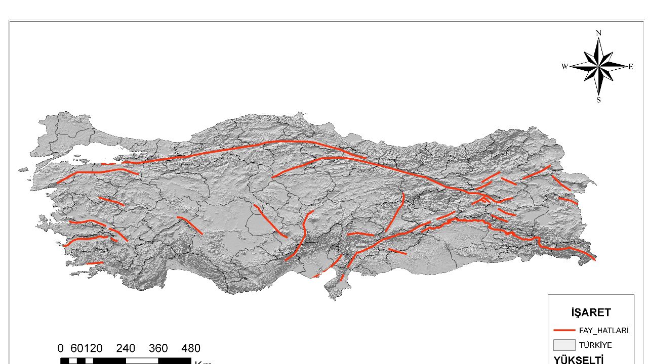 Karadeniz&#039;de birinci ve ikinci derece deprem bölgeleri ve fay hatları haritası