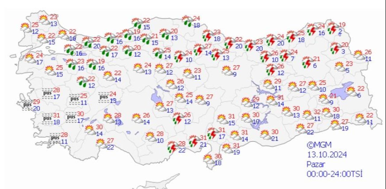 Meteoroloji hafta sonu haritalarını yayımladı: Hava durumuna bakmadan plan yapmayın, birden çıkıp birden inecek! - 4. Resim