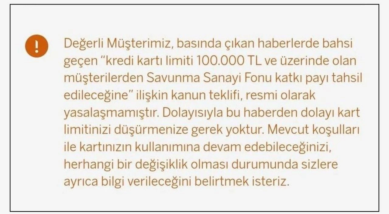 Bankalardan müşterilerine kredi kartı limiti uyarı mesajı: Limitlerinizi 100 binin altına düşürmeyin! - 2. Resim