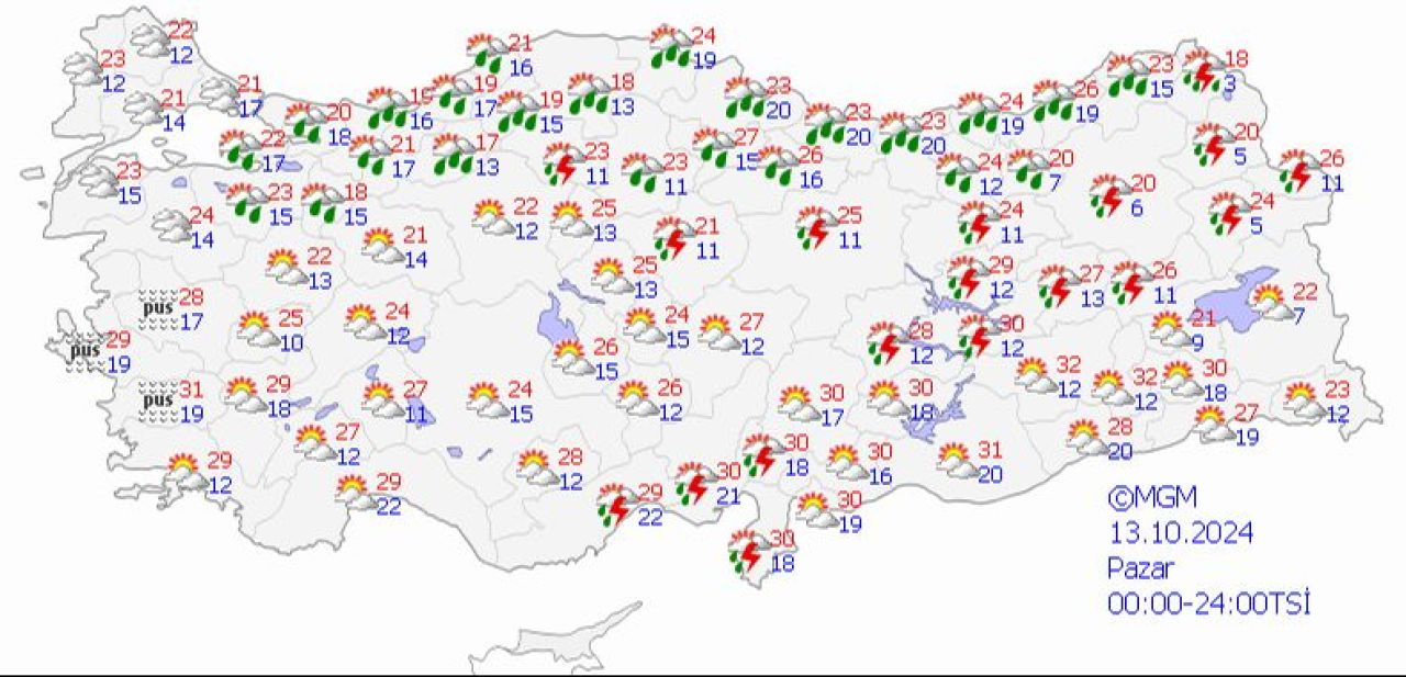 Hava soğuyor, şiddetli yağmur geliyor: 10 ilde sarı alarm! İşte 13 Ekim 2024 hava durumu raporu - 1. Resim