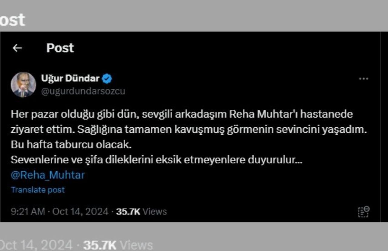 Reha Muhtar’dan yeni haber! Uğur Dündar duyurdu - 1. Resim